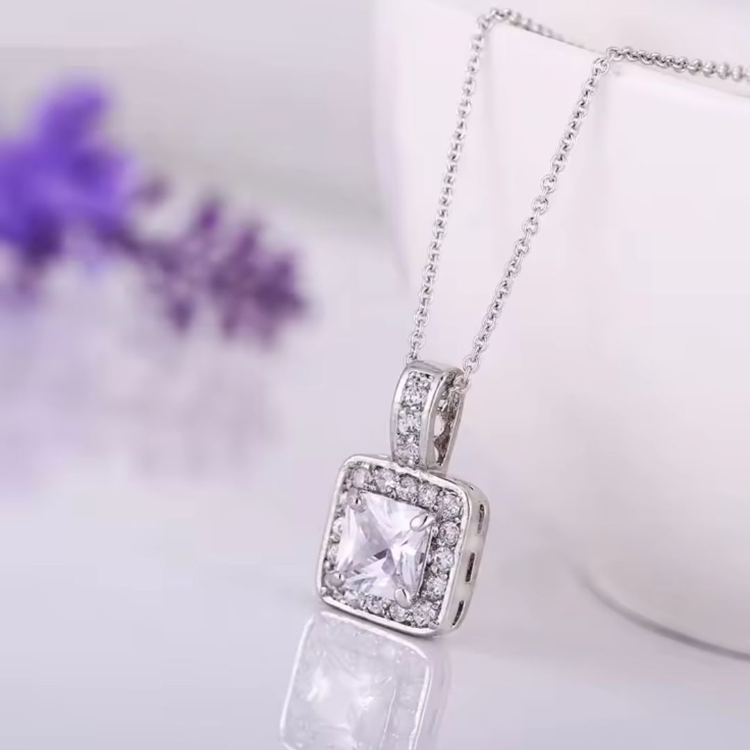 0.50Ct Lab Grown Diamond Princess Solitaire Pendant Necklace in Gold