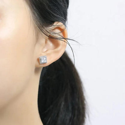 0.50Ct Lab Grown Diamond Princess Solitaire Studs Earring in White Gold