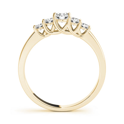 0.25-1.00ct Lab-Grown Round Diamond 5-Stone Scalloped Prong Diamond Ring, DE Color VVS Clarity