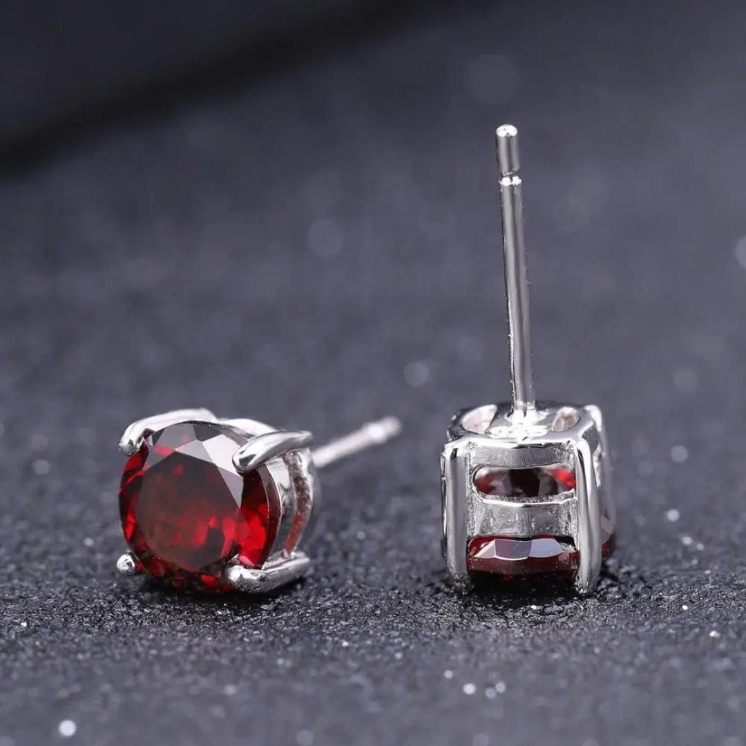 0.73Ct Solitaire Ruby Stone Stud Earrings in Yellow Gold