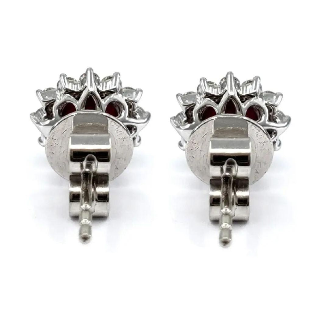 0.07Ct Lab Grown Diamond Oval Ruby White Gold Studs Earring