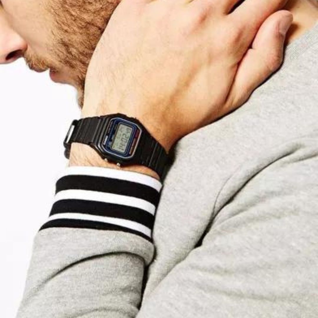 Casual Digital Watch 50M Water Resistant with Black Resin Strap