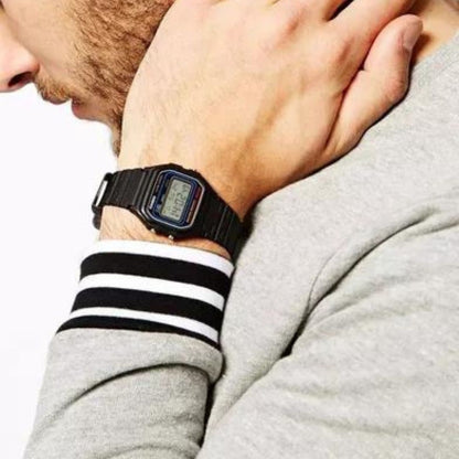 Casual Digital Watch 50M Water Resistant with Black Resin Strap
