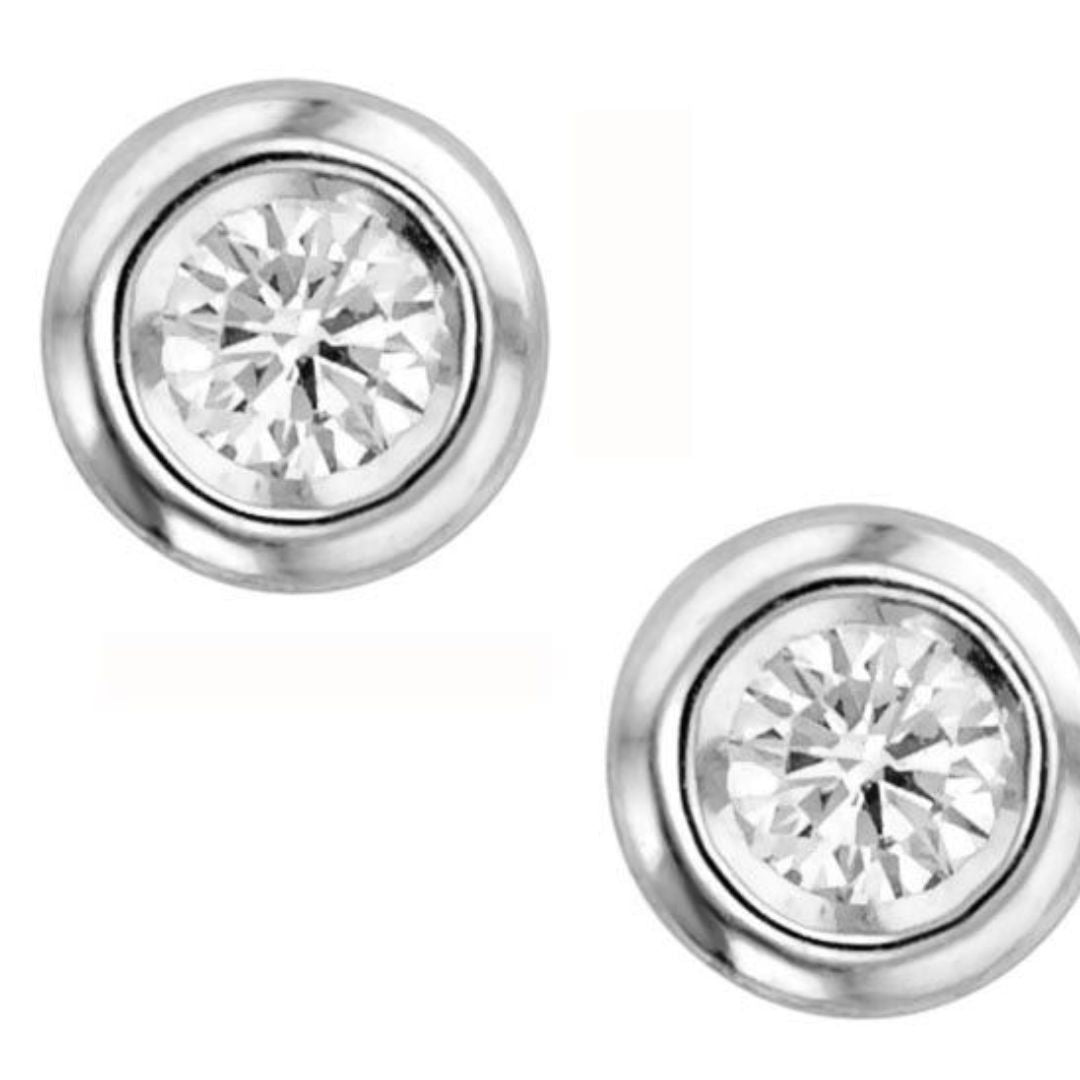 0.20Ct Lab Grown Diamond Bezel Set Solitaire Studs Earrings in Gold