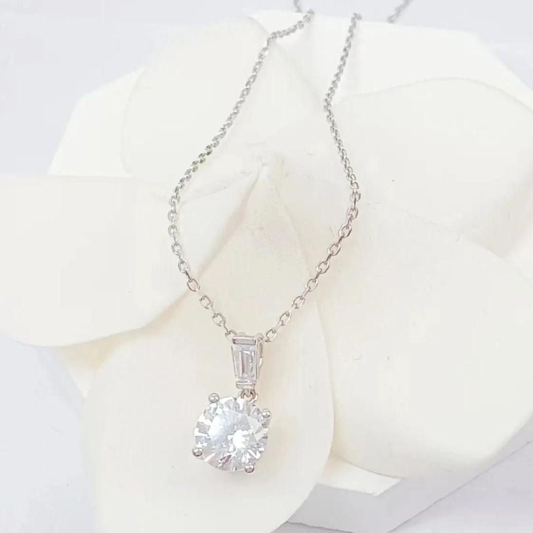 0.25Ct Solitaire Round Diamond Pendant Necklace in White Gold