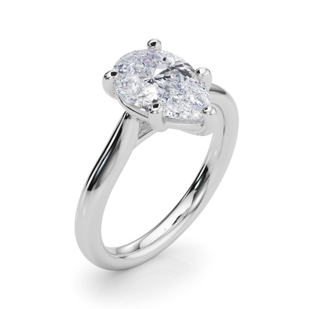 IGI Lab-Grown Pear Diamond Five Prong Solitaire Engagement Ring, D Color VVS Clarity