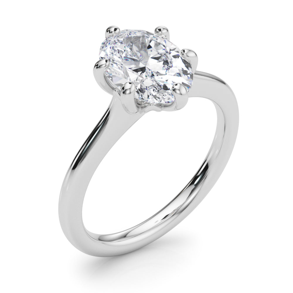IGI Lab-Grown Oval Diamond 6 Prong Solitaire Engagement Ring, D Color VVS Clarity