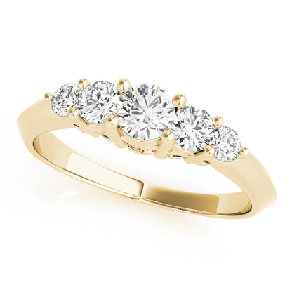 0.60 Carat Lab-Grown Round Diamond Shared Prong Set 5-Stone Diamond Ring, DE Color VVS Clarity