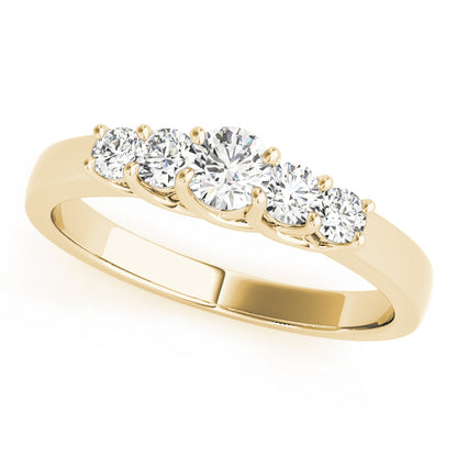 0.25-1.00ct Lab-Grown Round Diamond 5-Stone Scalloped Prong Diamond Ring, DE Color VVS Clarity