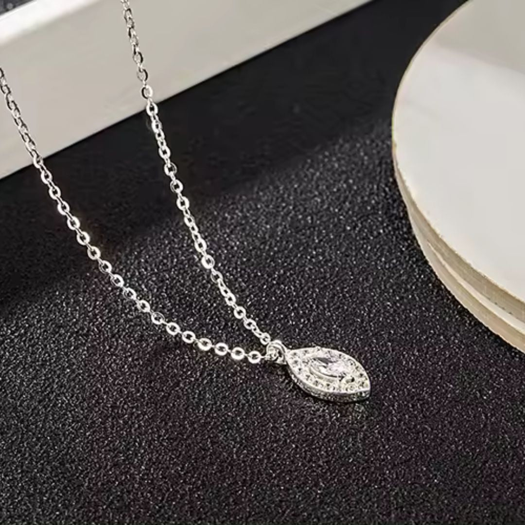 0.73Ct Solitaire Marquise Lab Grown Diamond Halo Pendant Necklace in Gold