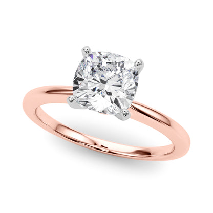 IGI Lab-Grown Cushion Diamond Four Prong Solitaire Engagement Ring, D Color VVS Clarity