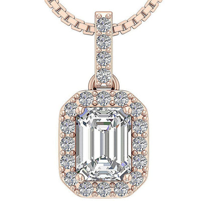 1.38Ct Emerald Solitaire Lab Grown Diamond Pendant Necklace in Gold