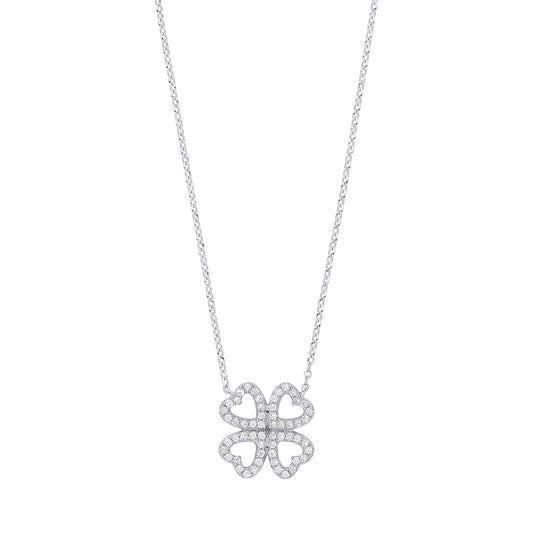 0.18Ct Lab Grown Diamond Clover Leaf Pendant Necklace in Gold
