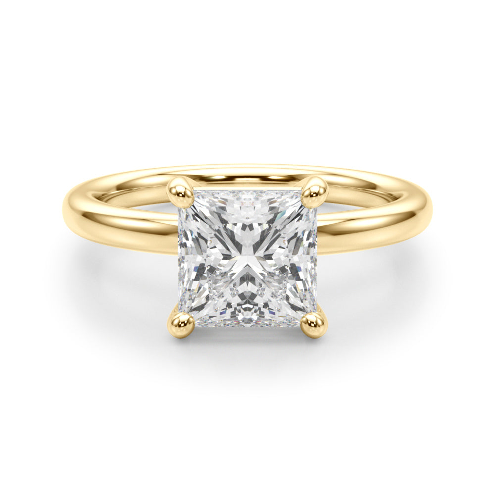 Lab-Grown Princess Cut Diamond Four Prong Solitaire Engagement Ring