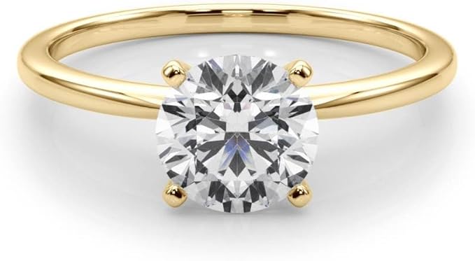 1.00 Ct F/SI Natural Round Cut Diamond 4 Claw Solitaire Engagement Ring