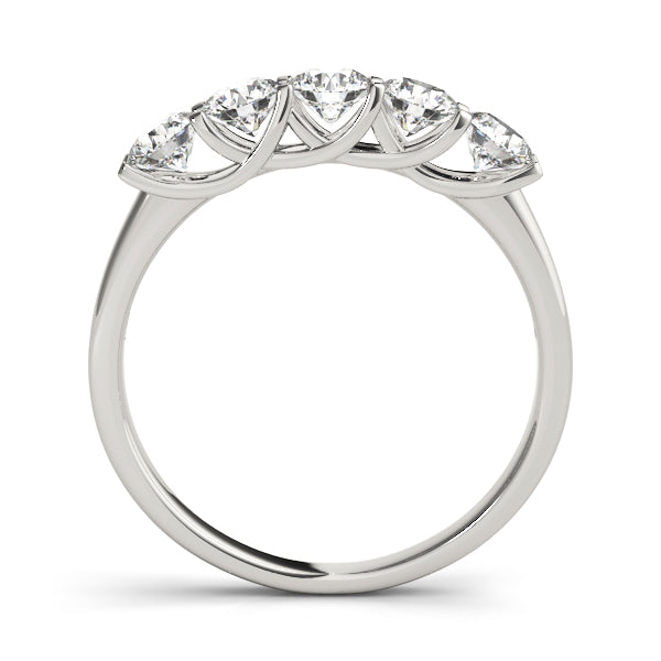 1.00ct Lab-Grown Round Diamond 5-Stone Trellis Set Diamond Ring, DE Color VVS Clarity