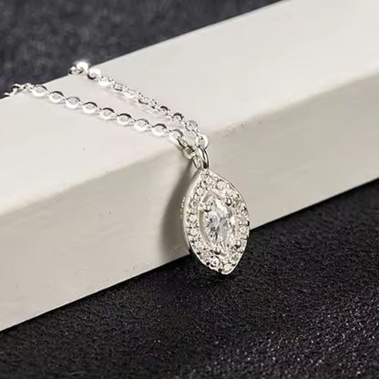 0.73Ct Solitaire Marquise Lab Grown Diamond Halo Pendant Necklace in Gold