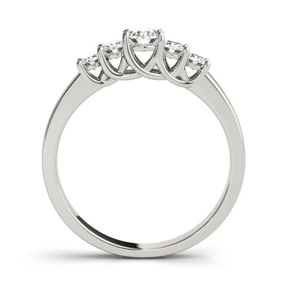 0.25-1.00ct Lab-Grown Round Diamond 5-Stone Scalloped Prong Diamond Ring, DE Color VVS Clarity
