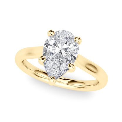 IGI Lab-Grown Pear Diamond Five Prong Solitaire Engagement Ring, D Color VVS Clarity