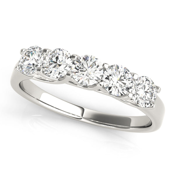 1.00ct Lab-Grown Round Diamond 5-Stone Trellis Set Diamond Ring, DE Color VVS Clarity