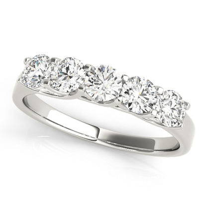 1.00ct Lab-Grown Round Diamond 5-Stone Trellis Set Diamond Ring, DE Color VVS Clarity
