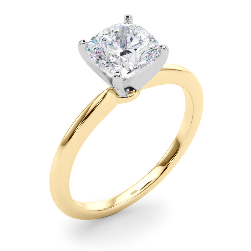 IGI Lab-Grown Cushion Diamond Four Prong Solitaire Engagement Ring, D Color VVS Clarity