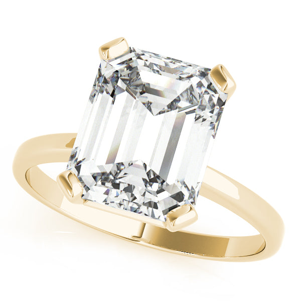 Lab-Grown Emerald Cut D-VVS Diamond Solitaire Engagement Ring. 