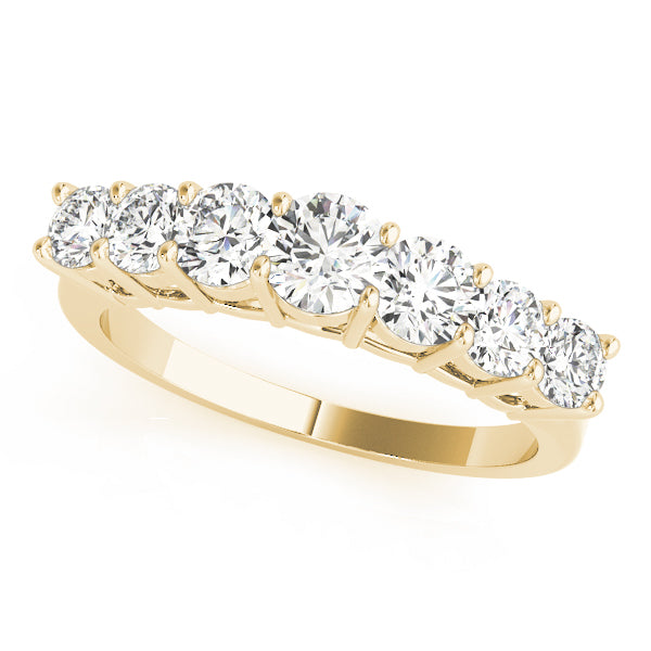 7 Stone Round Cut Lab Grown Diamond Wedding Band Set for Bride, D Color VVS Clarity