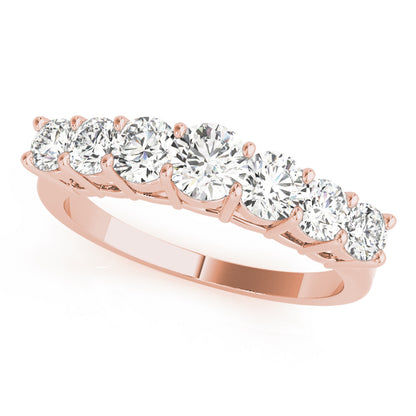 7 Stone Round Cut Lab Grown Diamond Wedding Band Set for Bride, D Color VVS Clarity