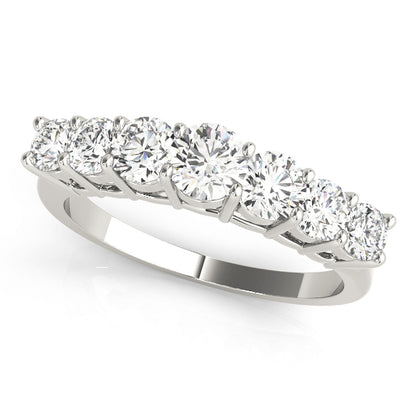 7 Stone Round Cut Lab Grown Diamond Wedding Band Set for Bride, D Color VVS Clarity