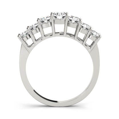 7 Stone Round Cut Lab Grown Diamond Wedding Band Set for Bride, D Color VVS Clarity