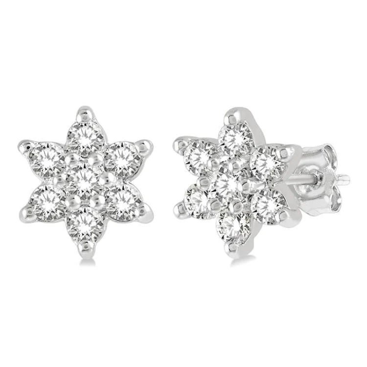 0.30Ct Natural/Lab Grown Diamond Flower Studs Earring In Gold