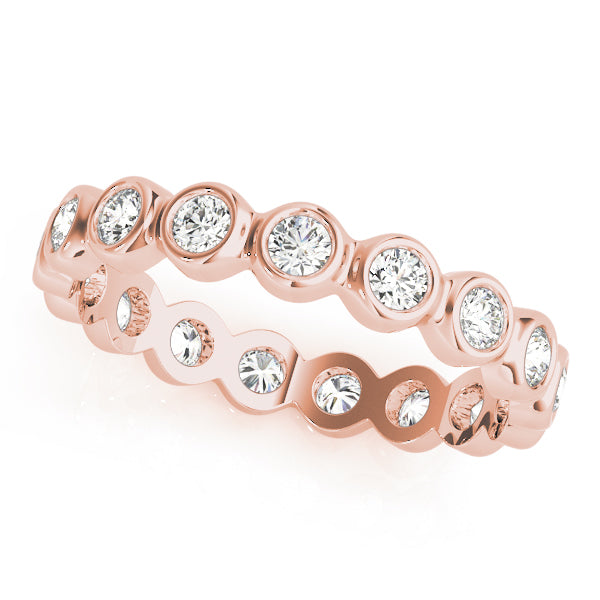 Lab-Grown Round Cut Diamond Bezel Set Eternity Wedding Ring. 