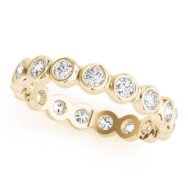Lab-Grown Round Cut Diamond Bezel Set Eternity Wedding Ring. 