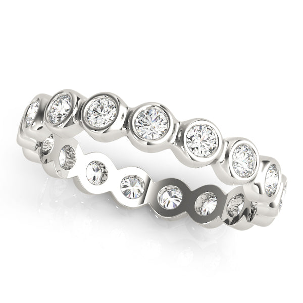 Lab-Grown Round Cut Diamond Bezel Set Eternity Wedding Ring. 