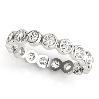 Lab-Grown Round Cut Diamond Bezel Set Eternity Wedding Ring. 
