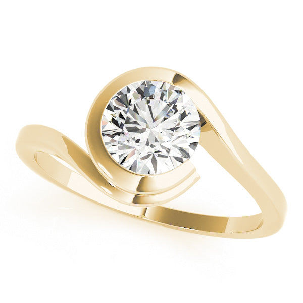 Round Cut Diamond Partial Bezel Setting  Engagement Ring