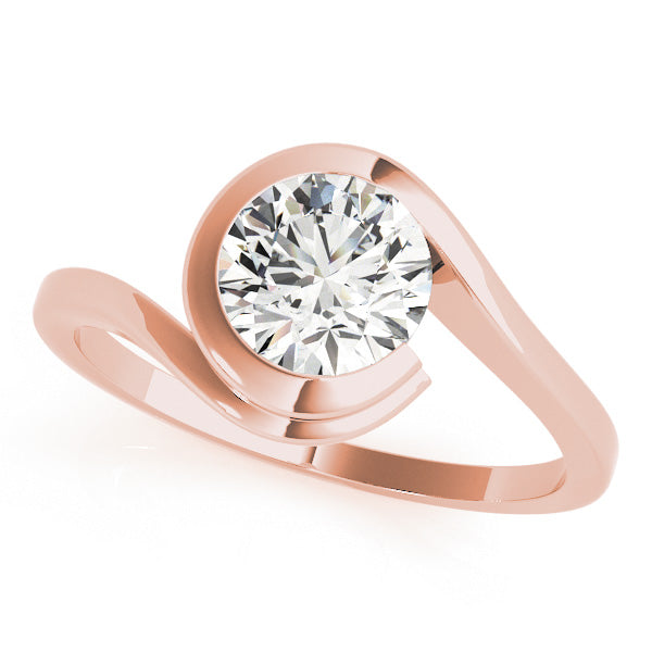Round Cut Diamond Partial Bezel Setting  Engagement Ring