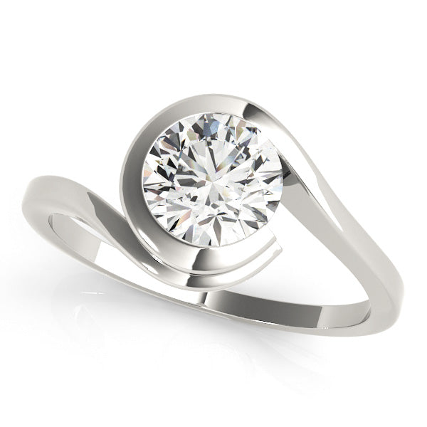 Round Cut Diamond Partial Bezel Setting  Engagement Ring