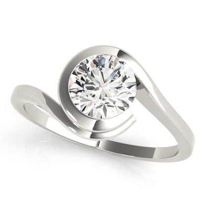 Round Cut Diamond Partial Bezel Setting  Engagement Ring