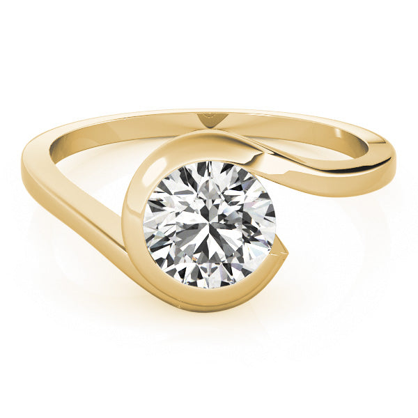 Round Cut Diamond Partial Bezel Setting  Engagement Ring