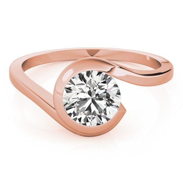 Round Cut Diamond Partial Bezel Setting  Engagement Ring