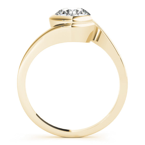 Round Cut Diamond Partial Bezel Setting  Engagement Ring