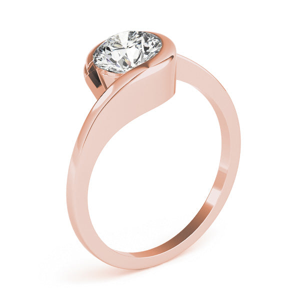 Round Cut Diamond Partial Bezel Setting  Engagement Ring