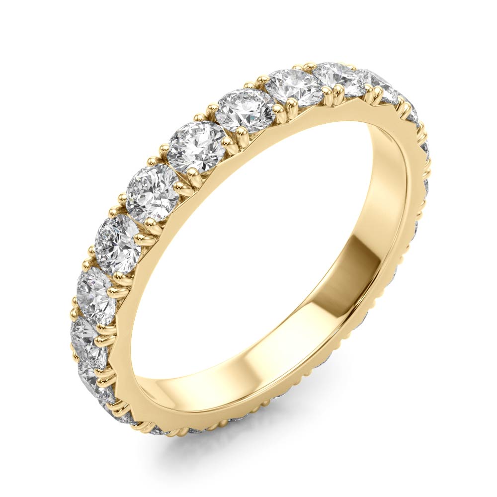 Round Cut Diamond Four Prong French Cut Full Eternity Wedding Ring