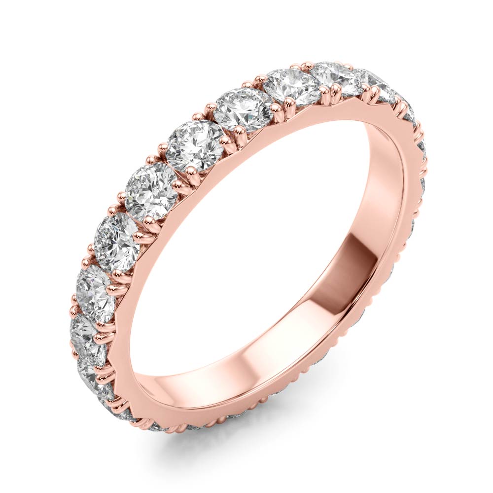Round Cut Diamond Four Prong French Cut Full Eternity Wedding Ring