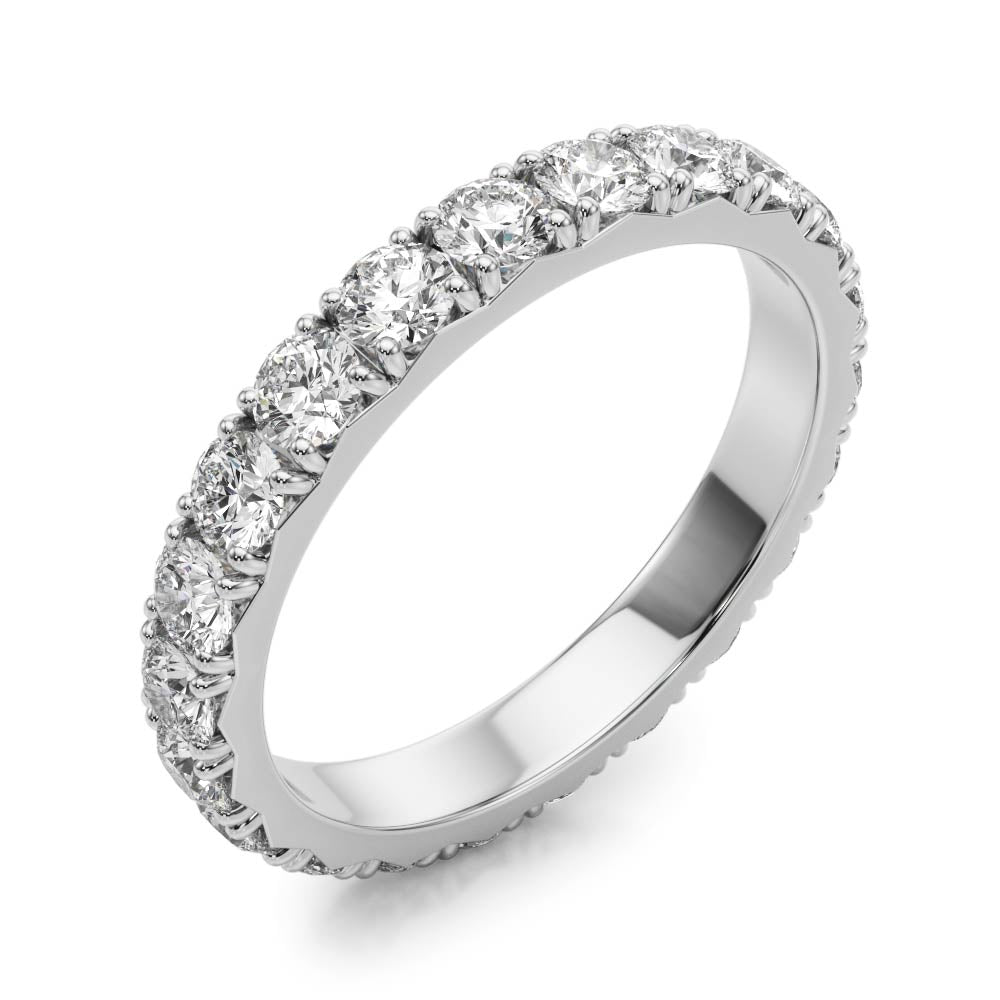 Round Cut Diamond Four Prong French Cut Full Eternity Wedding Ring