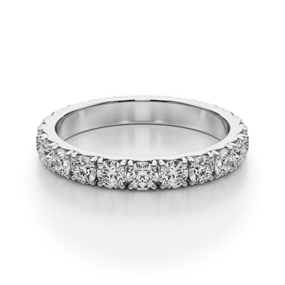Round Cut Diamond Four Prong French Cut Full Eternity Wedding Ring