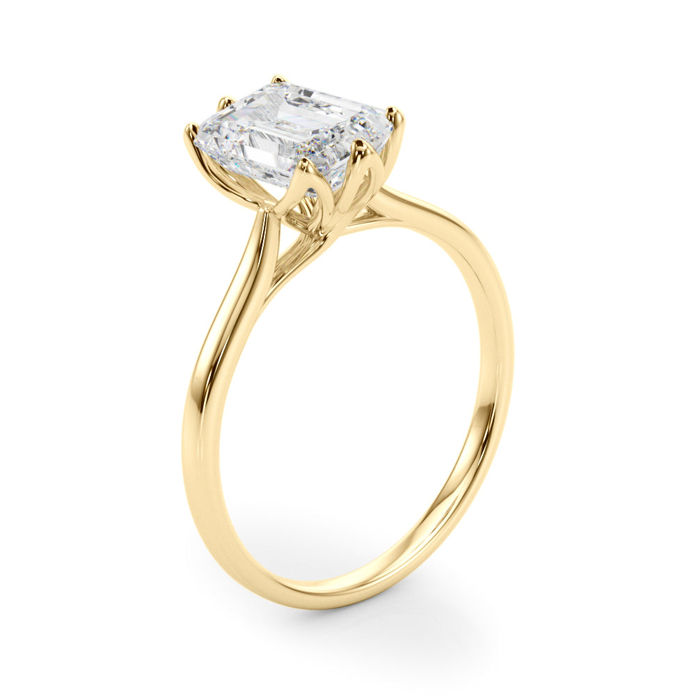 Lab-Grown D-VVS Emerald Cut Diamond 6-Prong Solitaire Engagement Ring Gift For Her