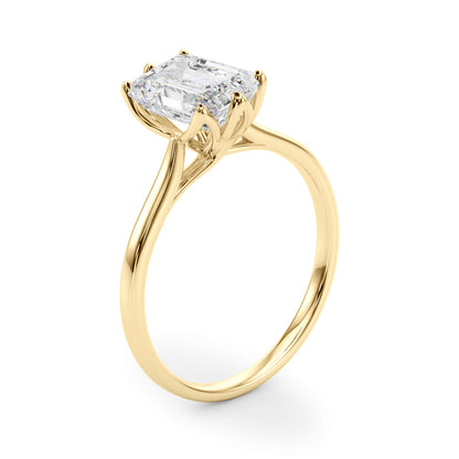 Lab-Grown D-VVS Emerald Cut Diamond 6-Prong Solitaire Engagement Ring Gift For Her